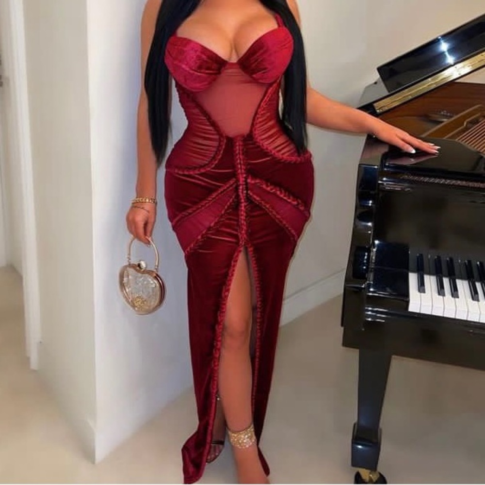 Elegant wine color glam dress